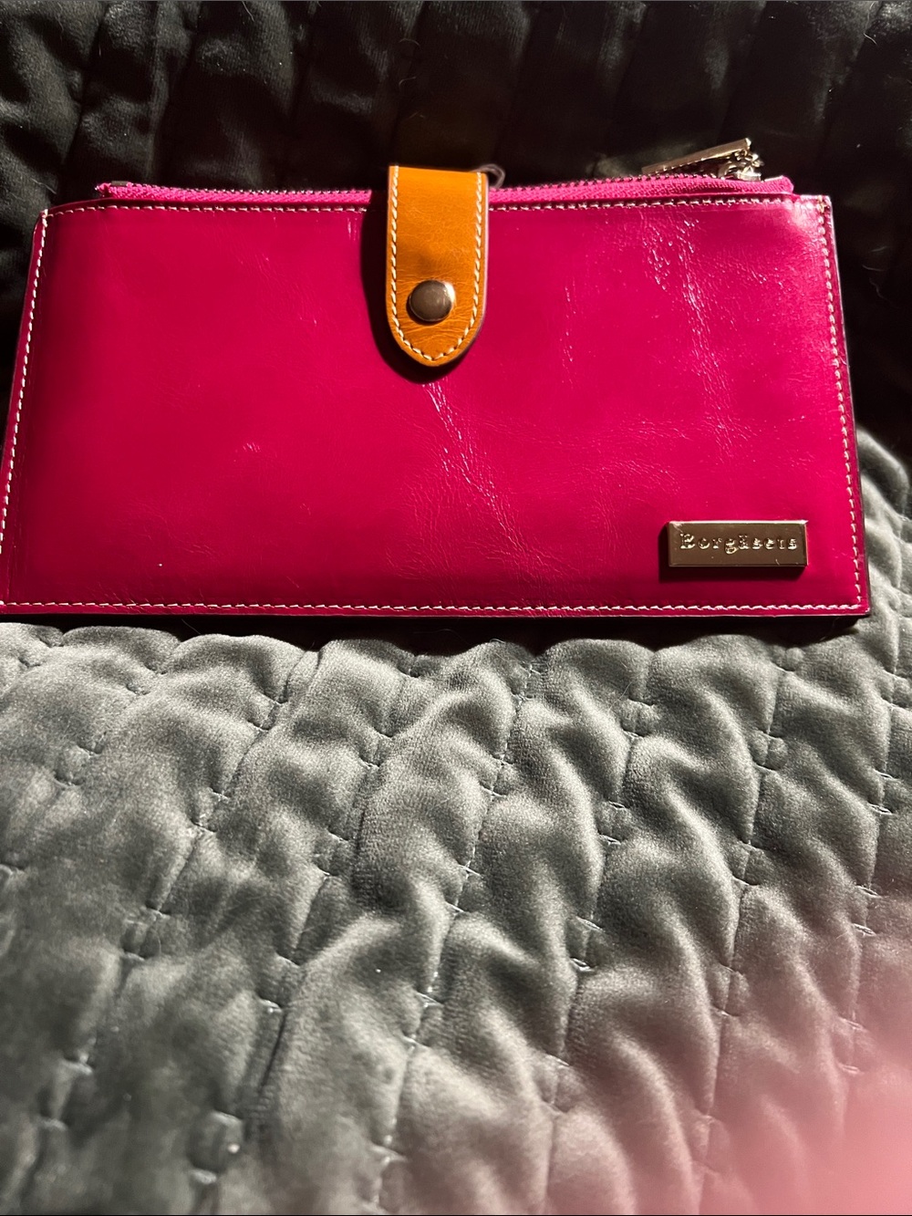🌻🌻 Bright Pink Leather Wallet with Tan Accent